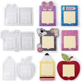 Yalulu 3Pcs Sticky Note Holder Resin Molds, Reusable Note Pad Silicone Mold Handmade Tray Casting Mold for Epoxy Resin