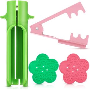 Lasnten 4 Pcs Rose Thorn Stripper Tool Thorn Remover Rose Cleaner Tool to Remove Leafs Thorns for Wedding Home Flower Shop DIY Professional Florist Gardening Making Floral Arrangement(Green and Pink)