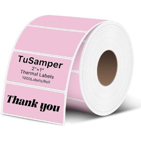 2×1 Inch Thermal Labels Sticker, 50.8mm x 25.4mm Direct Square Self-Adhesive Multi-Purpose Label Paper for Business with Perforation Line White 1000/Roll