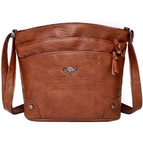 Soft Leather Messenger Pocket Large Capacity Shoulder Bag Shoulder Bag Simple And Trendy Retro Pocket (B, One Size)