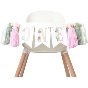 Wildflower High Chair Banner For 1st Birthday Girl，Boho Style Flower Tassel High Chair Decoration For First Birthday，Pink Floral High Chair Banner For Baby's，Our Little Wildflower Is Turning One High Chair Garland，Daisy Themed High Chair Banner For Girls'