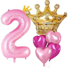 Princess 4th Birthday Party Decorations, 40 inch Large Pink Crown 4 Balloon for Girls’ Princess Royal Birthday Decorations, Party Supplies Favors, Anniversaries(Number 4 Foil Mylar Birthday Balloon)