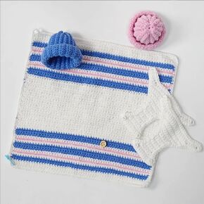 Mire & Mire 5 Pc Baby Doll Accessories Set -Knitted Bath Towel, Diaper, hat, Suitable for 7-inch Dolls （Doll not Included）
