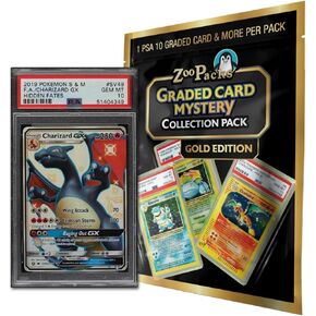 Pokemon TCG: Graded Card Mystery Power Pack - Gold Edition - 1 PSA 10 Graded Card + 25 Additional Cards with 5 Holofoils - 1 First Edition Card + 2 Factory Sealed 10 Card Booster Packs + 1 Code Card