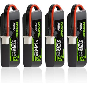 OVONIC 2S 450mAh Lipo Battery 7.4V 100C High Voltage Battery with BT3.0 Plug for RC Car Truck RC Vehicles Boat Drone RC Airplane Quadcopter Helicopter FPV Racing Hobby Models [4pcs]