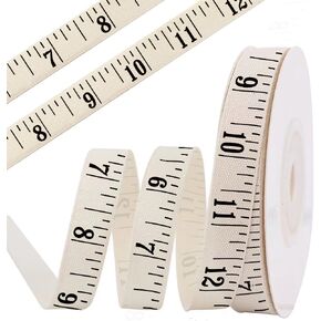 Ruler Cotton Ribbon, 5/8" x 10 Yards Cream White Ivory Cotton Teaching Mathematics Soft Natural Ribbons Soft Measuring Tape Fabric Ribbon for Easter School Gift Wrapping
