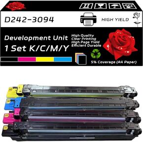 D242-3094 Development Unit Compatible for Ricoh MP C4504 MP C4504ex MP C501SP MP C6004 MP C6004ex Printers, with Chip, High Yield 270000 Pages, Clear Printing (4-Pack BK/C/M/Y)