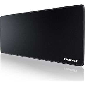 TECKNET Large Gaming Mouse Pad with Superior Micro-Weave Cloth,Extended Desk Mousepad with Stitched Edges,Non-Slip Base,Water Resist Keyboard Pad for Gamer,Office & Home,35.4X 15.8in（Black）