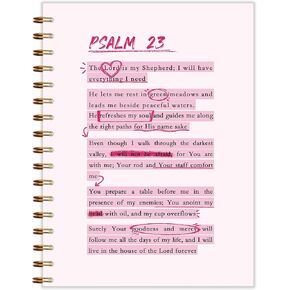 Pink Christian Spiral Notebooks 5.5x8.3, Psalm 23 Bible Journaling Notebook, Religious Prayer Journals for Woman, Church Notes Journal, Scripture Journal, Christian Notebook for Women