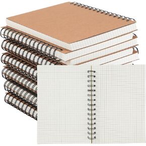 Geyoga 12 Pack Graph Paper Spiral Notebooks Bulk 8.3"x5.7" Quad Grid Paper Spiral Graphing Journals 100 GSM 200 Pages Grid Notepads Hardcover for Office Aesthetic Engineering