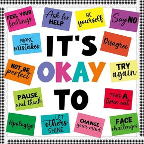 Mental Health Poster IT’S OK to Colorful Bulletin Board Set Therapy Classroom Decorations Growth Mindset Inspirational Positive Affirmations Wall Art Decor for Kid Teacher School Counselor Supplies