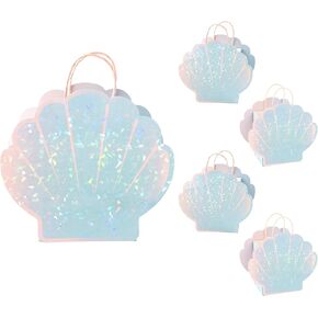 Cheerland Seashell Party Favor Bag for Mermaid Birthday Decorations and Under the Sea Theme Party Summer Ocean Beach Picnic Party Celebration Gift Bag Goodie Treat Bags Party Supplies (Pack of 4)