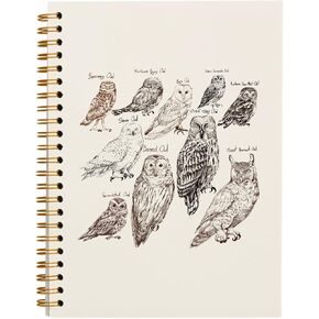 QUICQOD Vintage Owl Journal Notebook,Owls Notebooks for Women Work Office School Student Teacher,Retro Hardcover Spiral Notebook 5.5x8.3
