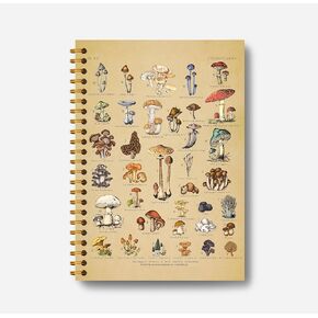 Vintage Botanical Mushroom Notebook Journal - Cottagecore Aesthetic Notebook, Mushroom Gifts for Women Mushroom Lovers, Mushroom Office Supplies, Mushroom Spiral Notebook 5.5x8.3