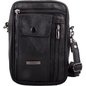 Mens/Womens Soft Nappa Leather Travel Cross Body/Shoulder Bag/Pouch Black