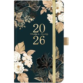 2026 Pocket Planner - Small 2026 Planner, Jan. 2026 - Dec. 2026, 6.2''×3.9''(A6 Size), 12 Months 2026 Calendar Planner, Hardcover, Pen holder, 2 Book Marks, Inner Pocket