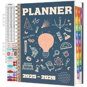 Jun 2025-Dec 2026 Academic Planner, 8.5 x 11 Monthly, Weekly, Daily Planner with Colorful Tabs, 19 Months Calendar Agenda College School Supplies for Student Teacher Organizer(Dark Blue)