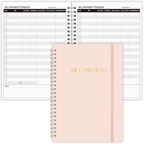 Bill Tracker Notebook, Monthly Bill Payment Checklist, 6" x 8.5", Bill Organizer with Back Pocket for Personal Budgeting Financial, 128 Pages