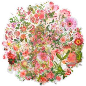 100 Pieces Blue Flower Stickers Set - Cute Floral LeaveTransparent Waterproof Stickers for Art Journaling Planners Scrapbook Laptops DIY Album Decoration