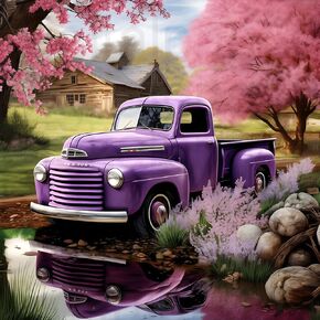 Stalente Diamond Painting Kits for Adults, 5D DIY Diamond Art Kits for Beginners Round Full Drill Diamond Painting for Home Wall Decoration Gift 12×12inch, Truck