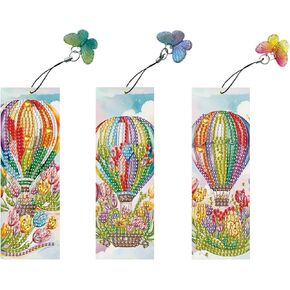 3 Pieces Acrylic Book Butterfly Diamond Painting Bookmark with Tassels, Flower Butterfly Diamond Art Book Marks, Crystal Rhinestones Diamond Painting Bookmark for Book Lover Beginner