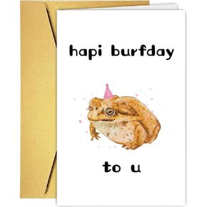 Funny Grumpy Frog Birthday Card Gift for Women Men Son Daugher, Toad Frog Lover Birthday Greeting Card Gift for Husband Wife Boyfriend Girlfriend
