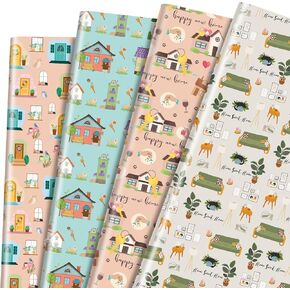 12 Sheets Firefighter Wrapping Papers, Fire Truck Gift Wrap Papers with Firedogs, Fire Rescue Equipment Gift Packing Paper Art Paper for Birthday Baby Shower Fireman Party Decor DIY Craft, 28 x 20IN