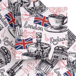 WRAPAHOLIC Wrapping Paper Sheet - 6 Sheets London Design Folded Flat for Birthday, Party, Baby Showers - 19.7 Inch X 27.5 Inch Per Sheet