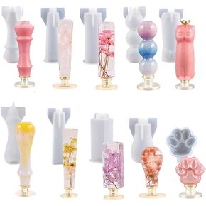10 Pcs Wax Seal Handle Molds, Silicone Handle Molds for Epoxy Resin