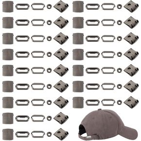 BENECREAT 40 Sets Hat Cap Buckle with Eyelets, Iron Cap Buckle Replacement, Adjustable Buckles, Baseball Cap Clasp