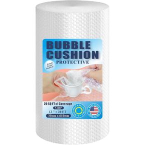 ROUND RICH 12 Inch x 175 Feet Bubble Roll Made in USA - Bubble Packing Wrap for Suitable for Moving and Shipping of Various Fragile Products with 3/16'' Cushioning and Supplies Perforated Every 12''