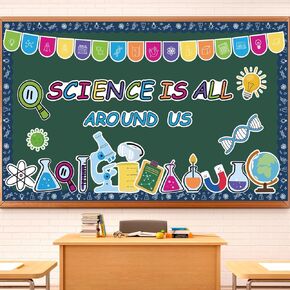 83 Pcs Science Bulletin Board Decorations Set, Back to School Science Classroom Decor Scientist Laboratory Paper Cutouts Chemistry Bulletin Board Border Decor for Window Door Wall Home Office School