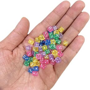 100PCS Small Transparent Clear dice Assorted 1/5" 5mm D6 Mini Dice Game Dot Square Dice Set