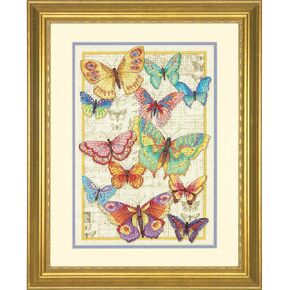 Dimensions Gold Collection Counted Cross Stitch Kit, 'Butterfly Beauty', 14 Count Ivory Aida Cloth, 10'' x 14''