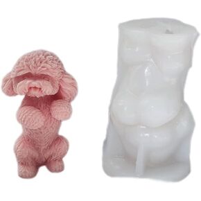 5.6 Inch Teddy Dog Candle Mold, Standing Dog Puppy Silicone Molds for Wax Resin DIY Candles Handmade Soap Mould, Hand Crafts for Home Wedding Party Decoration