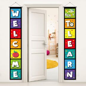 Welcome Back to School Banner Back to School Decorations Welcome Banner for First Day of School Back to School Supplies Porch Sign Photo Props for School Classroom Office Door Bulletin Board