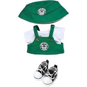 17cm Doll Clothes Set - Green Workwear Outfit with Hat, Shirt & Shoes for 17cm (6.69") Fashion Dolls, Easy Wear ,Clothes for Doll (Doll Not Included) (Including Shoes)