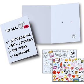 MACHERA DIY Voice Recordable Greeting Card, Redcords 40+ Seconds with Envelope and Stickers, Blank Audio Recordable Greeting Card for Birthdays, Anniversaries, Wedding, Christmas, Graduation & more