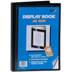 Tiger 301718 40 A5 Pocket Presentation Display Book - Black,Medium