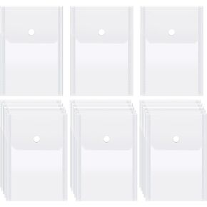 60Pcs Plastic Envelopes with Snap Closure, Waterproof Clear Envelope Pouch 6.7 x 4.7inch Envelope File Folder Reusable Stamp and Die Storage Pockets for Home Office