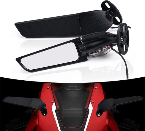 Motorcycle Rearview Mirrors, Adjustable Rotating Side Mirrors Fit for Honda Kawasaki Suzuki Motorcycle Wing Mirror - Small in Saudi Arabia