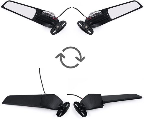 Motorcycle Rearview Mirrors, Adjustable Rotating Side Mirrors Fit for Honda Kawasaki Suzuki Motorcycle Wing Mirror - Small in Saudi Arabia