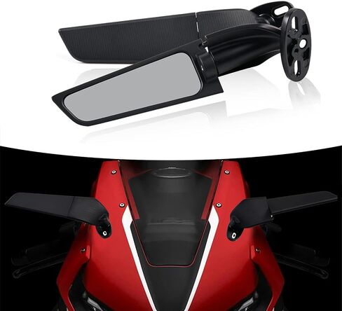 Motorcycle Rearview Mirrors, Adjustable Rotating Side Mirrors Fit for Honda Kawasaki Suzuki Motorcycle Wing Mirror - Small in Saudi Arabia
