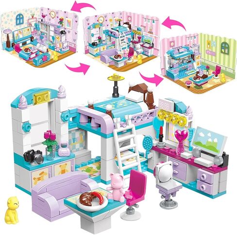 Friends 3-in-1 Dream House Building Blocks Set for Girls Ages 6-12, 194-Piece STEM Toy with 3 Design Styles, Creative Educational Gift Enhancing Fine Motor Skills & Creativity in Saudi Arabia