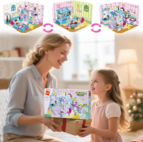 Friends 3-in-1 Dream House Building Blocks Set for Girls Ages 6-12, 194-Piece STEM Toy with 3 Design Styles, Creative Educational Gift Enhancing Fine Motor Skills & Creativity in Saudi Arabia