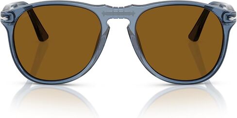 Persol Men's PO9649S Aviator Sunglasses, Taupe Grey Transparent/Dark Grey, 55 mm in Saudi Arabia
