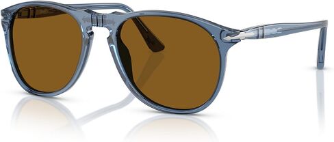 Persol Men's PO9649S Aviator Sunglasses, Taupe Grey Transparent/Dark Grey, 55 mm in Saudi Arabia