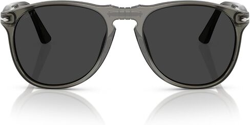 Persol Men's PO9649S Aviator Sunglasses, Taupe Grey Transparent/Dark Grey, 55 mm in Saudi Arabia