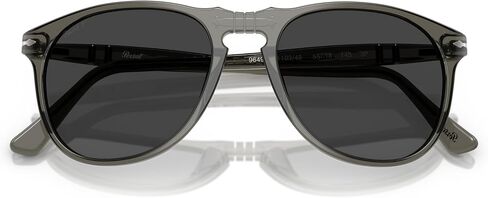 Persol Men's PO9649S Aviator Sunglasses, Taupe Grey Transparent/Dark Grey, 55 mm in Saudi Arabia