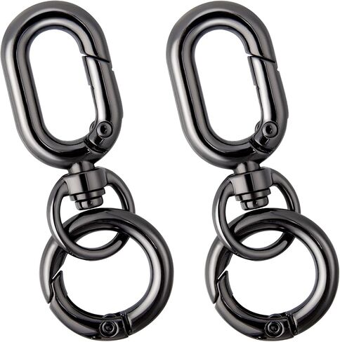 3pcs Double Opening Swivel Lobster Clasp Keychain, Key Ring Clip Spring Snap Hook for Purse, Heavy Duty Zinc Alloy Black Key Chain Clasp for DIY Crafts Lanyard -Black in Saudi Arabia